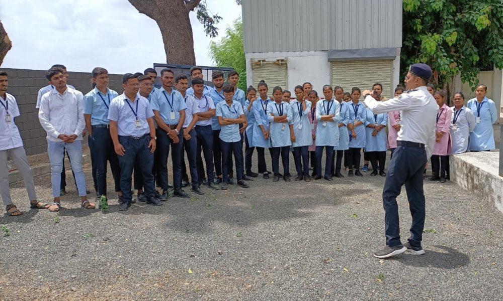 Fire safety training was given by Fire Officer of Sihore Municipality in N.D.Nakum Nursing College of Sihore.