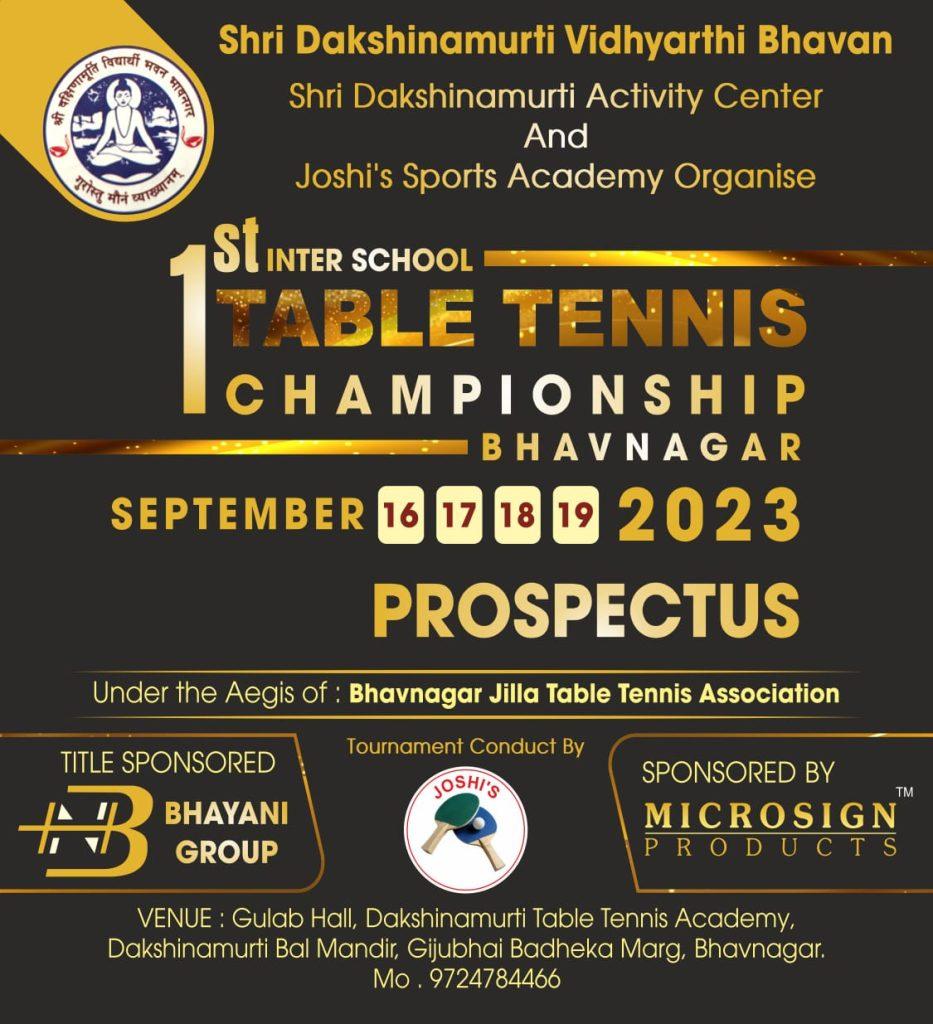 Grand organization of Bhavnagar Inter School Table Tennis Tournament