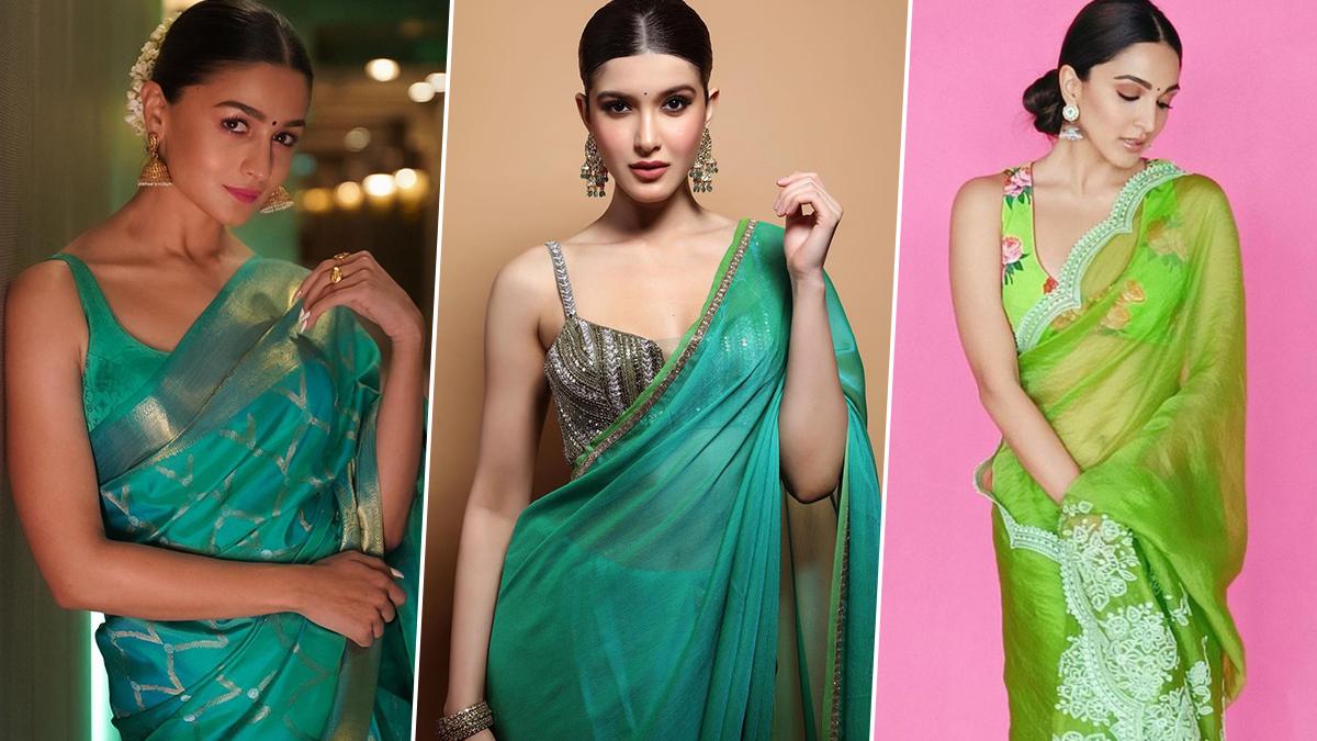 Style like a Bollywood actress on a green teej with a green saree