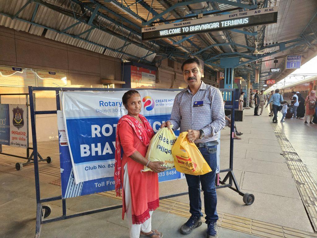 India's only railway station where Lady Phuli is operating who was provided ration by Rotary Club Bhavnagar Royal on the occasion of Janmashtami.